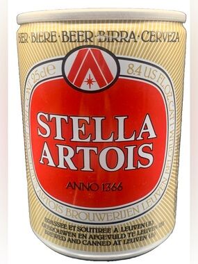 Vintage Beer Can Stella Artois Anno 1366 Biere Beer Tab Empty 25CL 8.4Oz Belgium